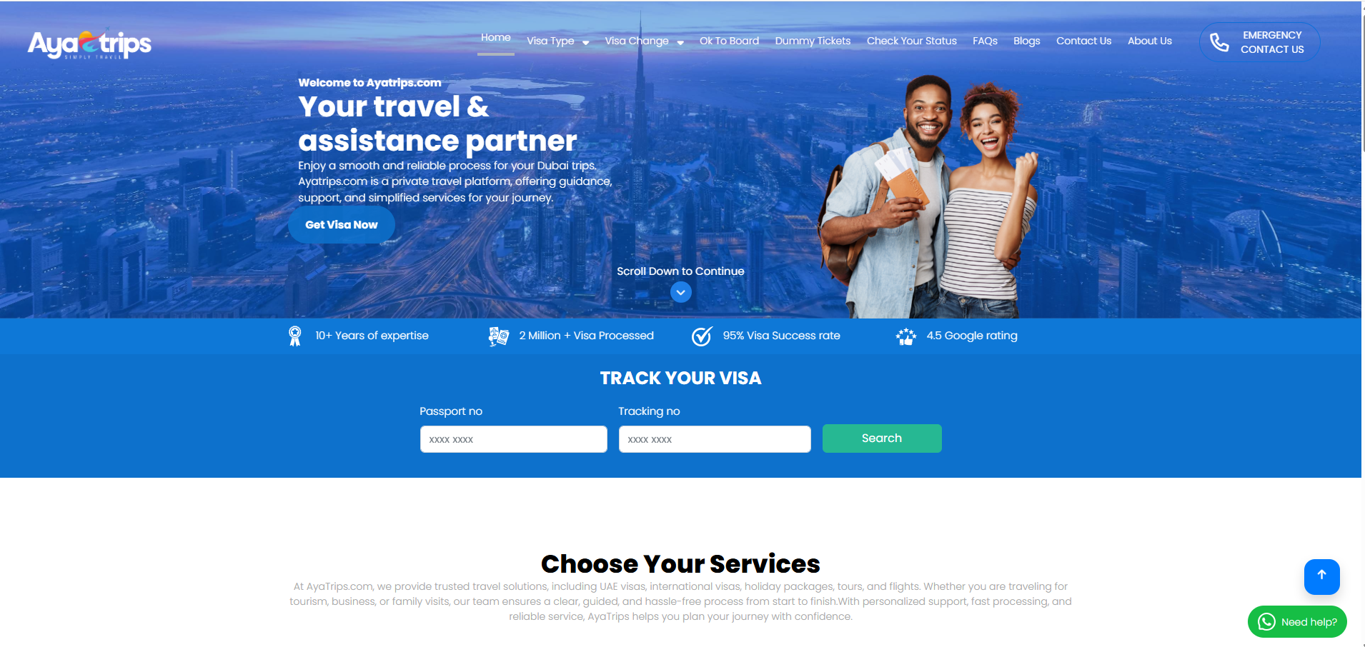 Aya Trips website homepage