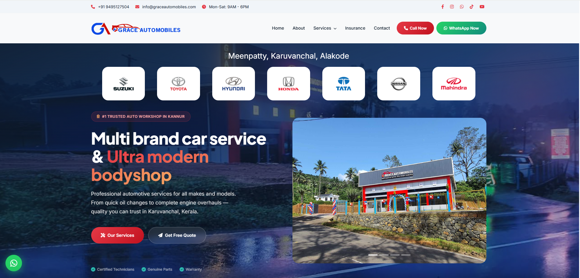 Grace Automobiles website homepage